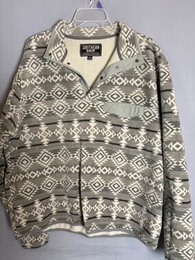 Southern Grit Gray White Aztec Fleece Pullover Men’s 2XL